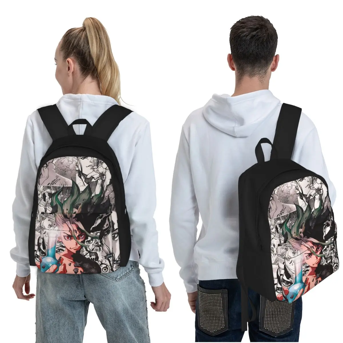 Senku Ishigami Dr Stone Apan AnimeStudent Backpack School Bag Hiking Travel Daypack for Boys Girls Fashion Bookbag Shoulder Bags