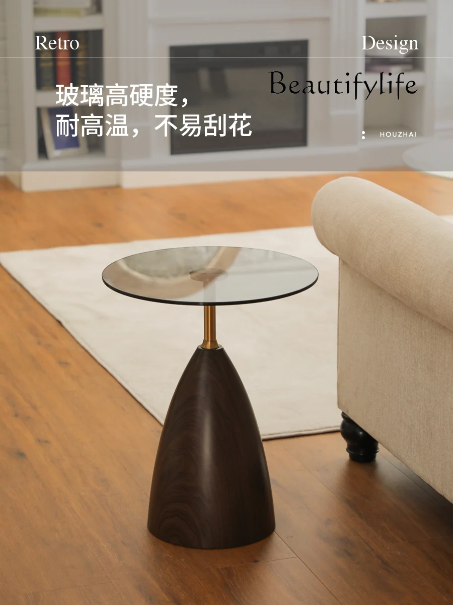 European Entry Lux Living Room Sofa Side Table Minimalist round Bedroom Bedside Table Glass Small round Table