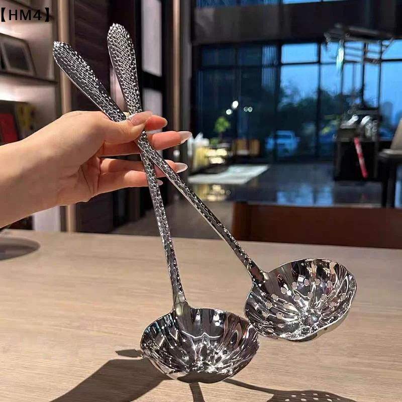 Stainless Steel Spoon Long Handle Soup Spoons For Hot Pot Scoops Colander Home Kitchen Tableware Cooking Essential Tools〔HM4〕