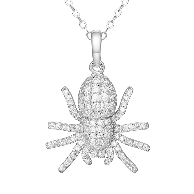 

S925 Sterling Silver Moissanite Claw Bling Ice Out Spider Pendants Necklaces for Men and Women Unisex Rapper Jewelry Gift