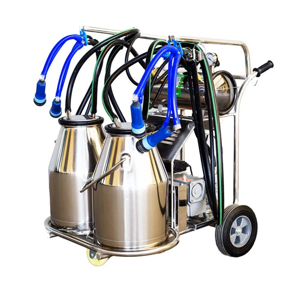 Portable Cow/Goat/ Buffalo Double Heads Vacuum Pulse Milking Machine For Sale