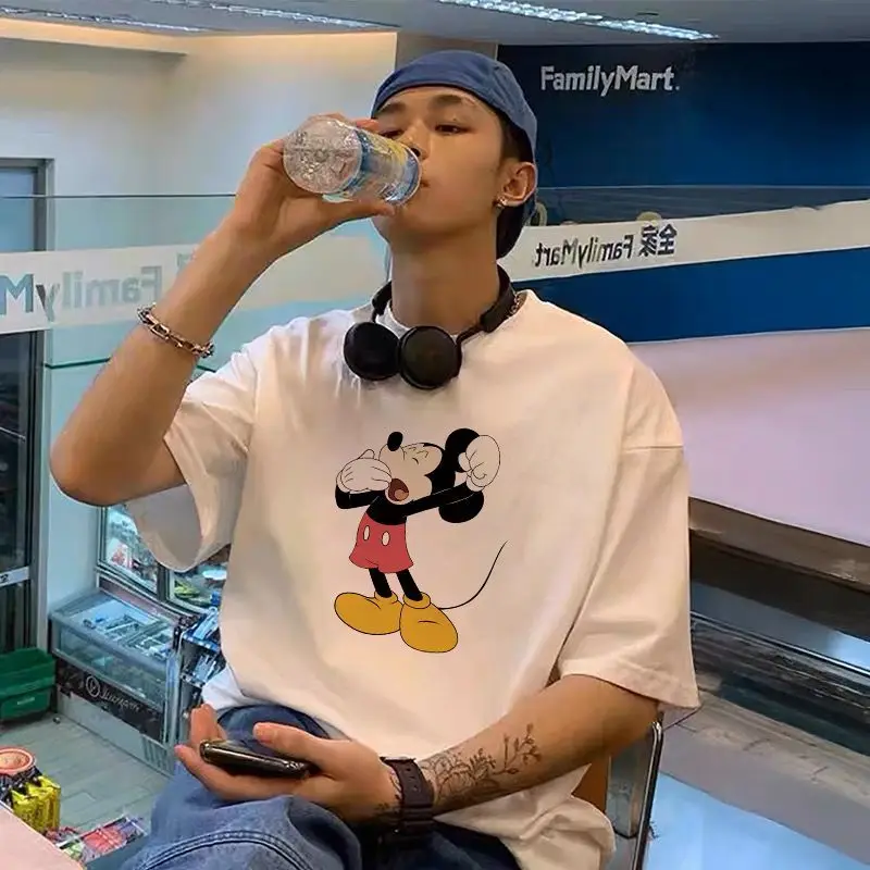 

2025 New Disney Trendy Fashion Leisure Pure Cotton T-shirt Retro Street College Style Commuting Y2K Harajuku Asexual Style