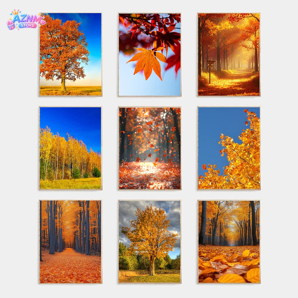 2026 Refreshing And Healing Autumn Forest Leaves Art Posters Canvas Printing Living Room Entrance Sofa Wall Decoration