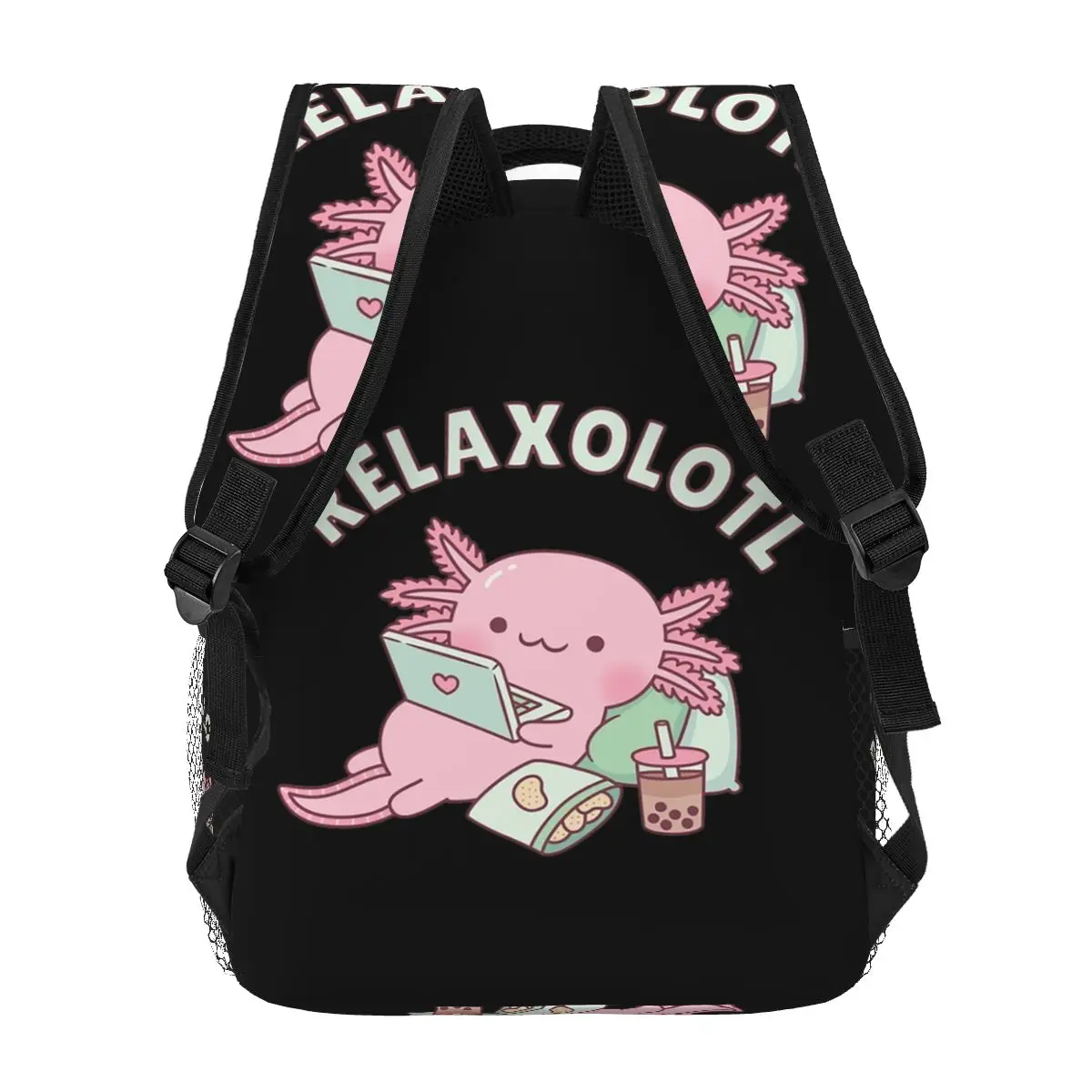 لطيف الاسترخاء الكثير Axolotl مضحك Pun حقائب الظهر بنين بنات الكتب الطلاب الحقائب المدرسية الكرتون الاطفال حقيبة الظهر حقيبة كتف