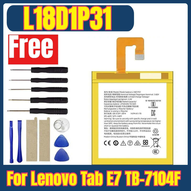 

New L18D1P31 2750mAh Tablet Batteriesy for Lenovo Tab E7 TB-7104F + Free Tools