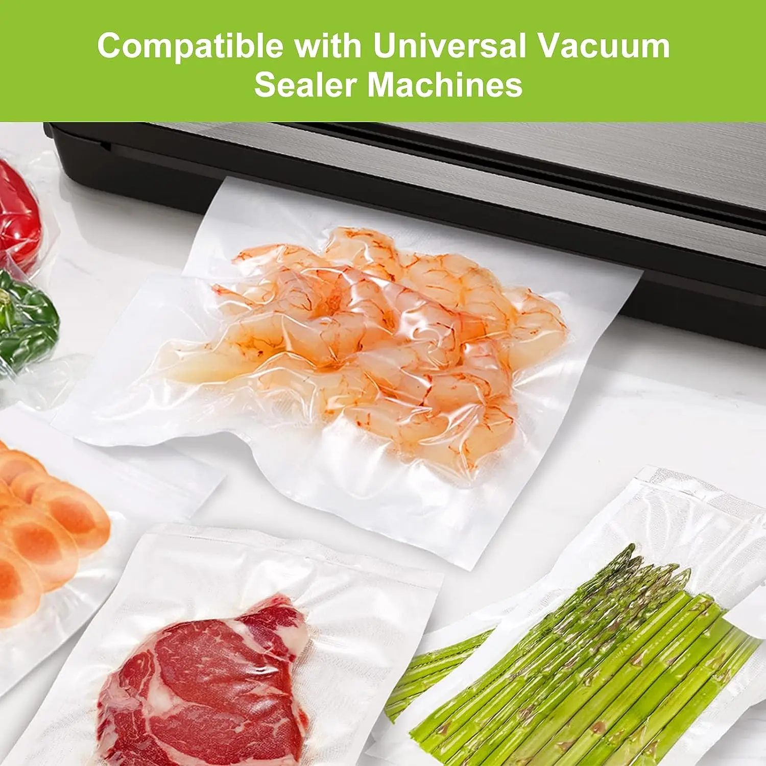 

5 Size Kitchen Food Vacuum Bag Storage Bags For Vacuum Sealer Packaging Rolls Food Fresh Saver Vacuum Bags