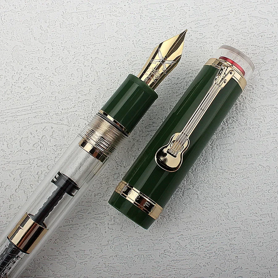 Imagem -06 - Jinhao Verde Caneta-tinteiro Luxuoso Clipe de Guitarra f m Espada Tinta Nib Escrevendo Canetas Escritório e Escola Estacionária Tiandao 1935