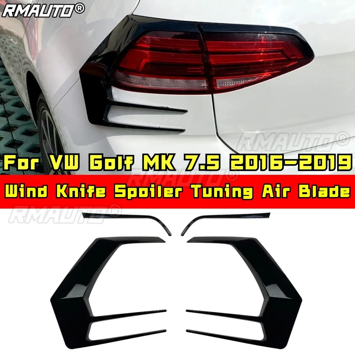 

For VW Golf MK 7.5 2016-2019 Exterior Part Wind Knife Spoiler Tuning Air Blade Rear Bumper Side Splitter Modification Part