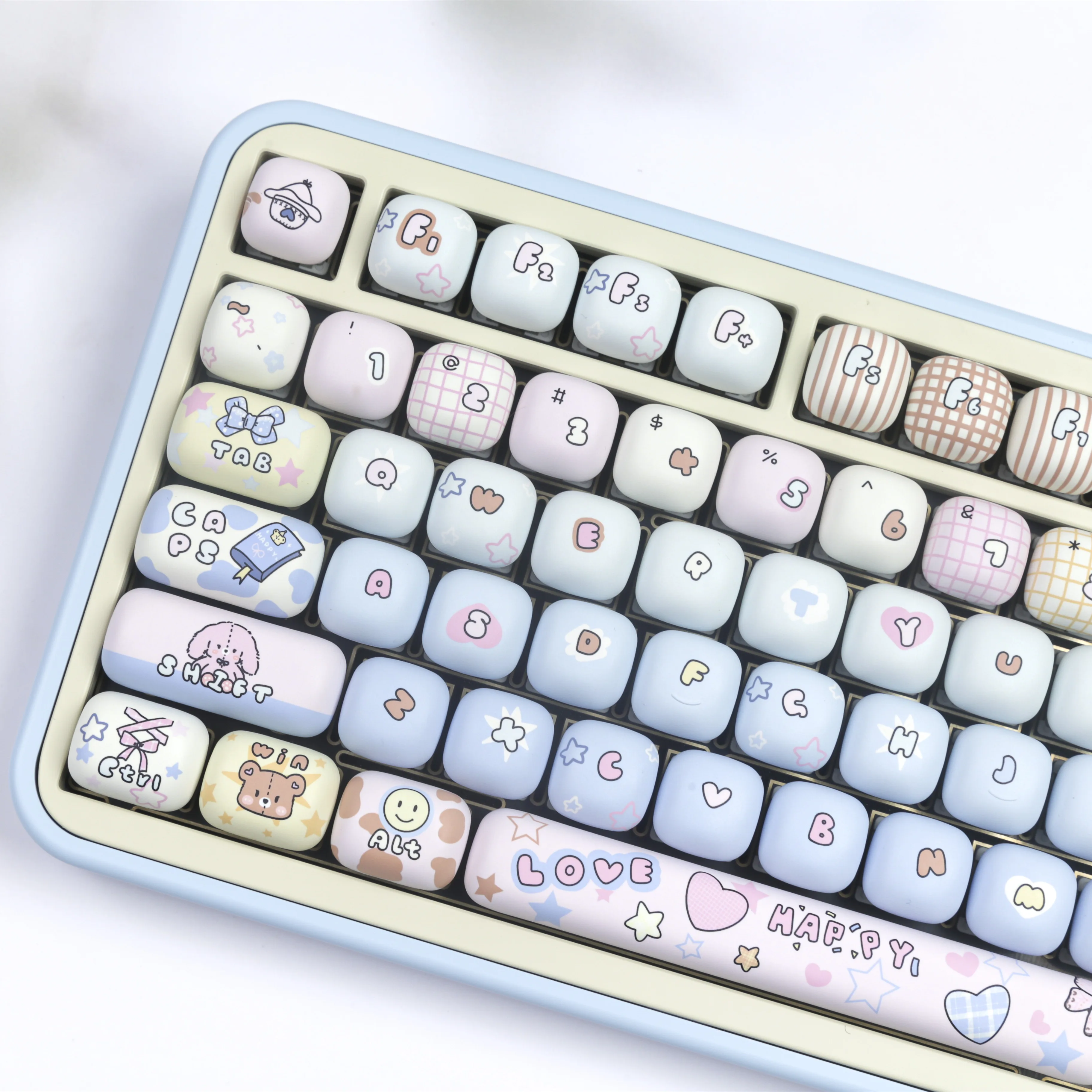 MOG Keycaps Pbt Big Set Dye-Sub Toys For Mechanical Keyboard 7u Alice Split Layout Hi75 Customized Cute Keycaps girls Gift