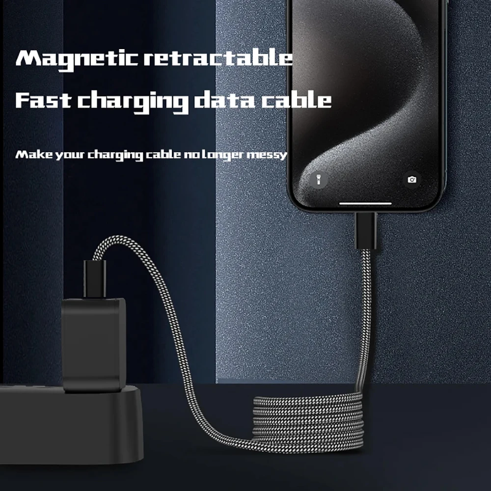 Magnetic 100W Fast Charger Cable Type C To USB C for iPhone 16 65W USB A To C Data Charging Wire for Laptop Samsung Mobile Phone