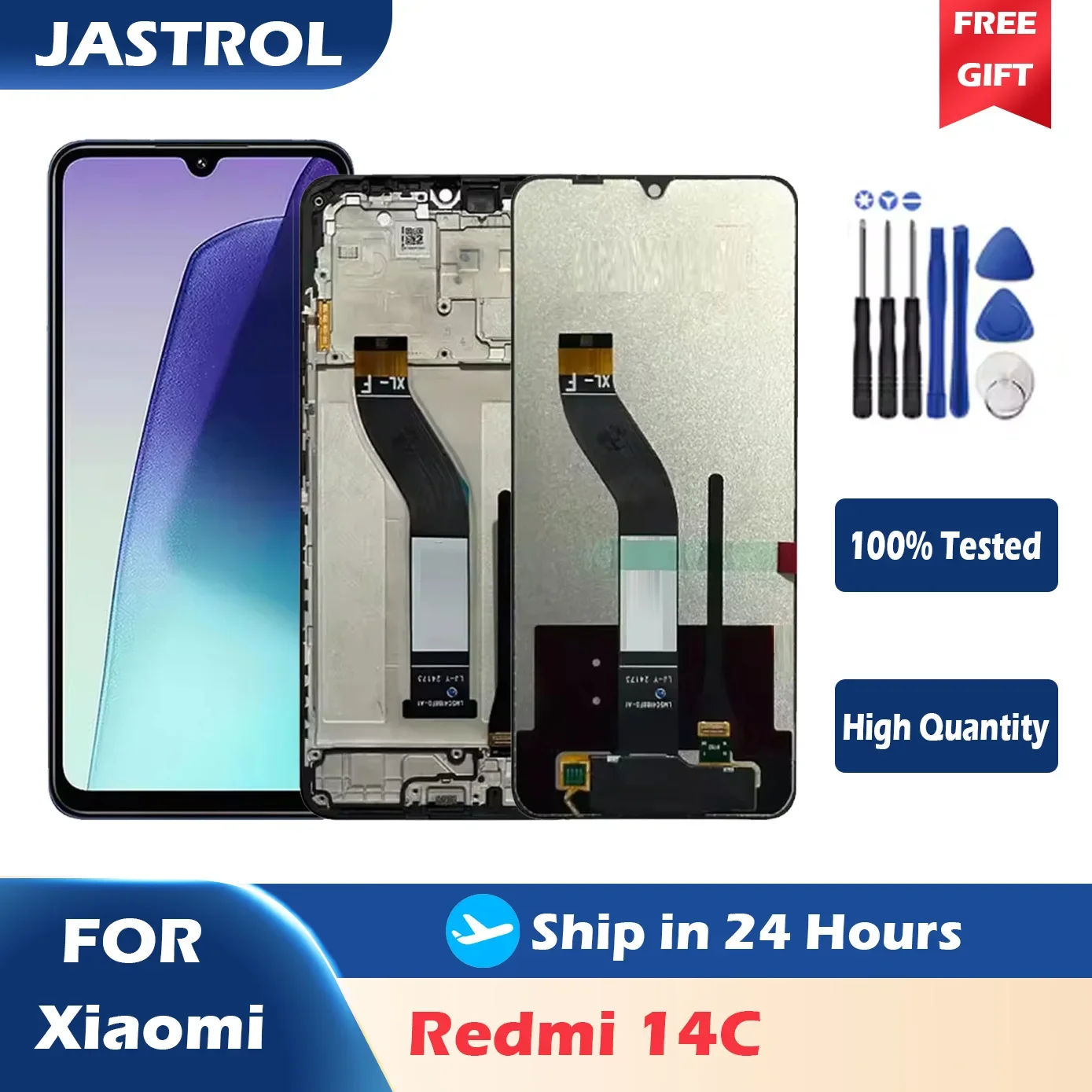 6,88-дюймовый новый ЖК-дисплей для Xiaomi Redmi 14C, ЖК-экран, сенсорная панель, дигитайзер, запасные части с рамкой
