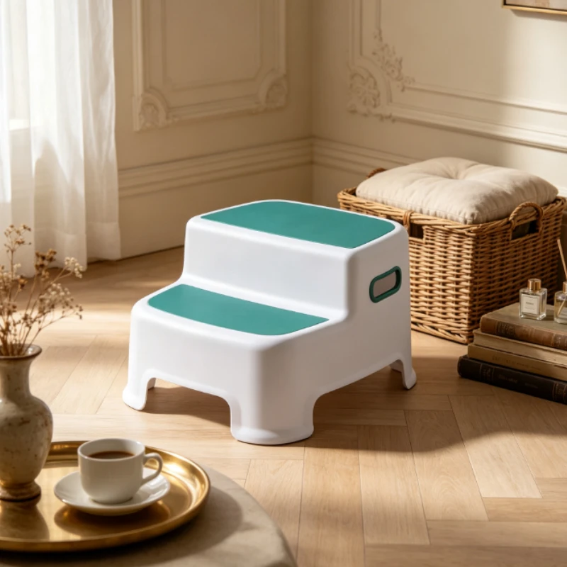 Children Non-Slip Step Stool with Sturdy Base, for Bathroom Hand Washing, Portable Small Bench Ottoman Footrest for Toddler