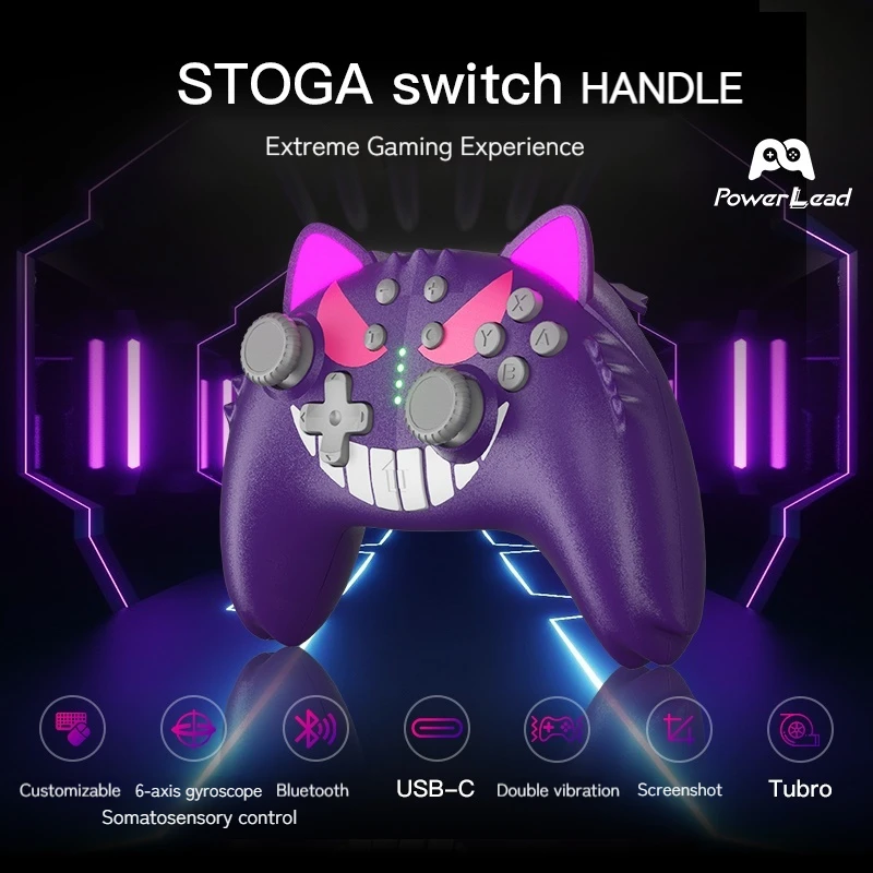 New Stoga Cartoon Gengar Styling Theme Pokemon Wireless Bluetooth Switch Gamepad Pro Pc Steam Xbox Gamepads Gifts Kids Christmas