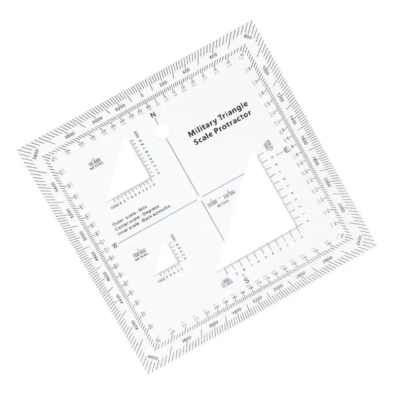 A29F-Coordinate Scale Practical Transparent Topographical Map Scale Navigation Military Protractor