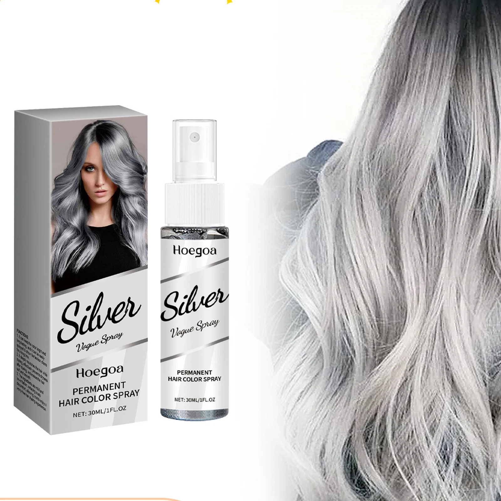 Spray de Color de cabello gris plateado, nutritivo, hidratante, Unisex, ahumado, estilo Punk de moda, salón permanente, tinte para el cabello gris de abuela