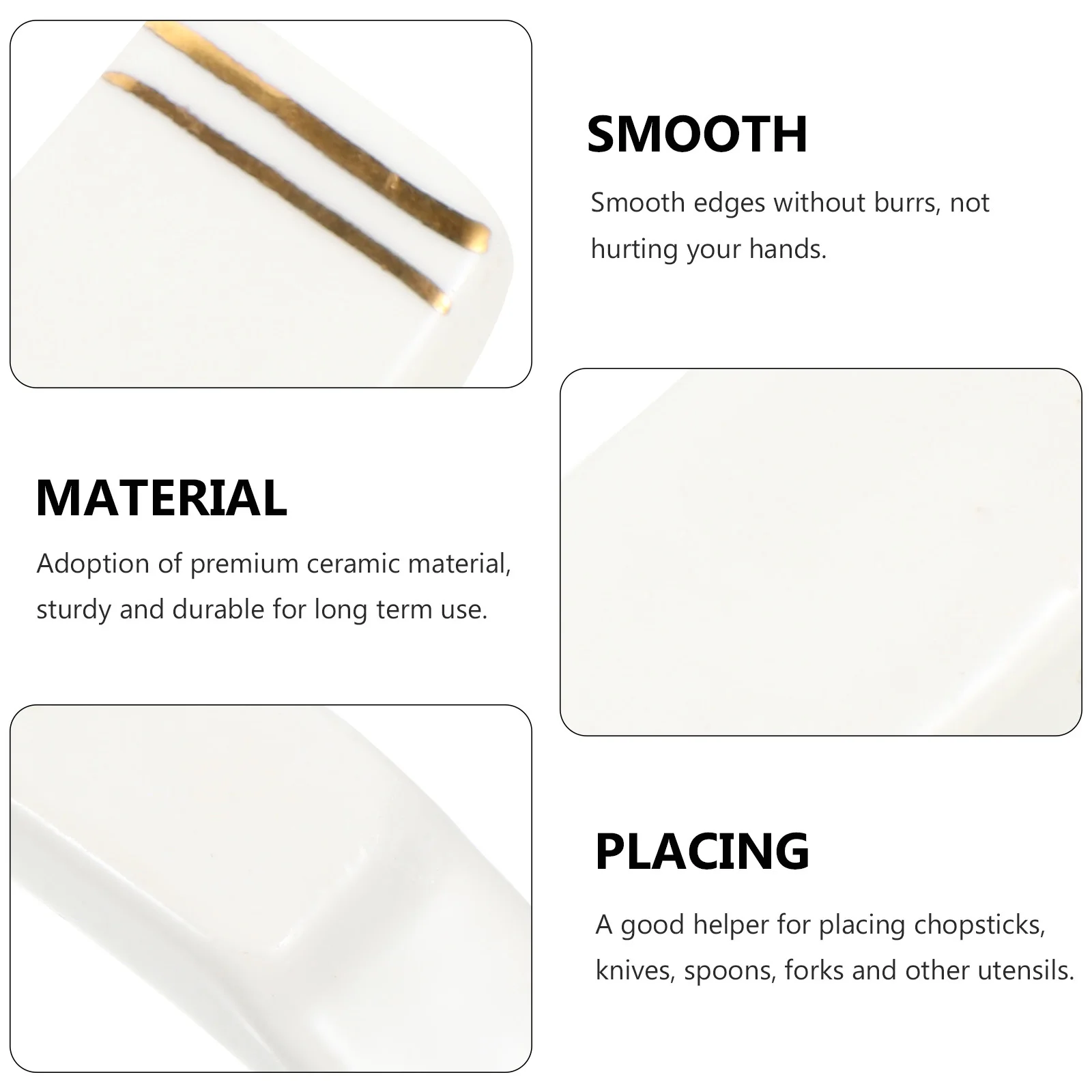 

2Pcs Ceramic Chopstick Rest No Burrs Flatware Organizer Decorate Your Table for Pleasant Dining Experience Chopsticks Rest