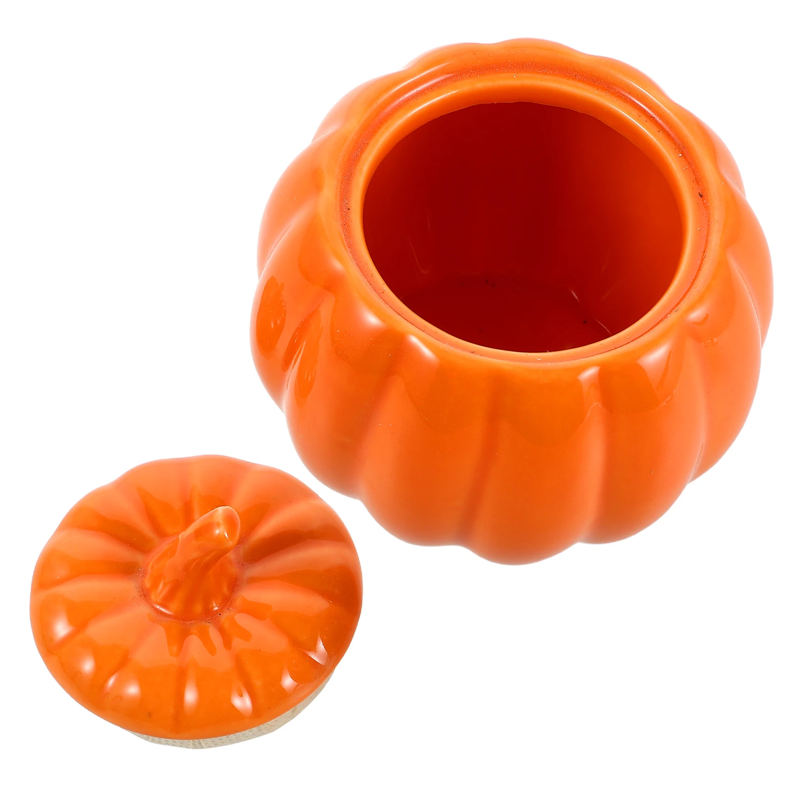 

Pumpkin Ceramic Airtight Storage Jar Halloween Autumn Candy Cookie Tea Coffee Canister Kitchen Storage Jar Orange