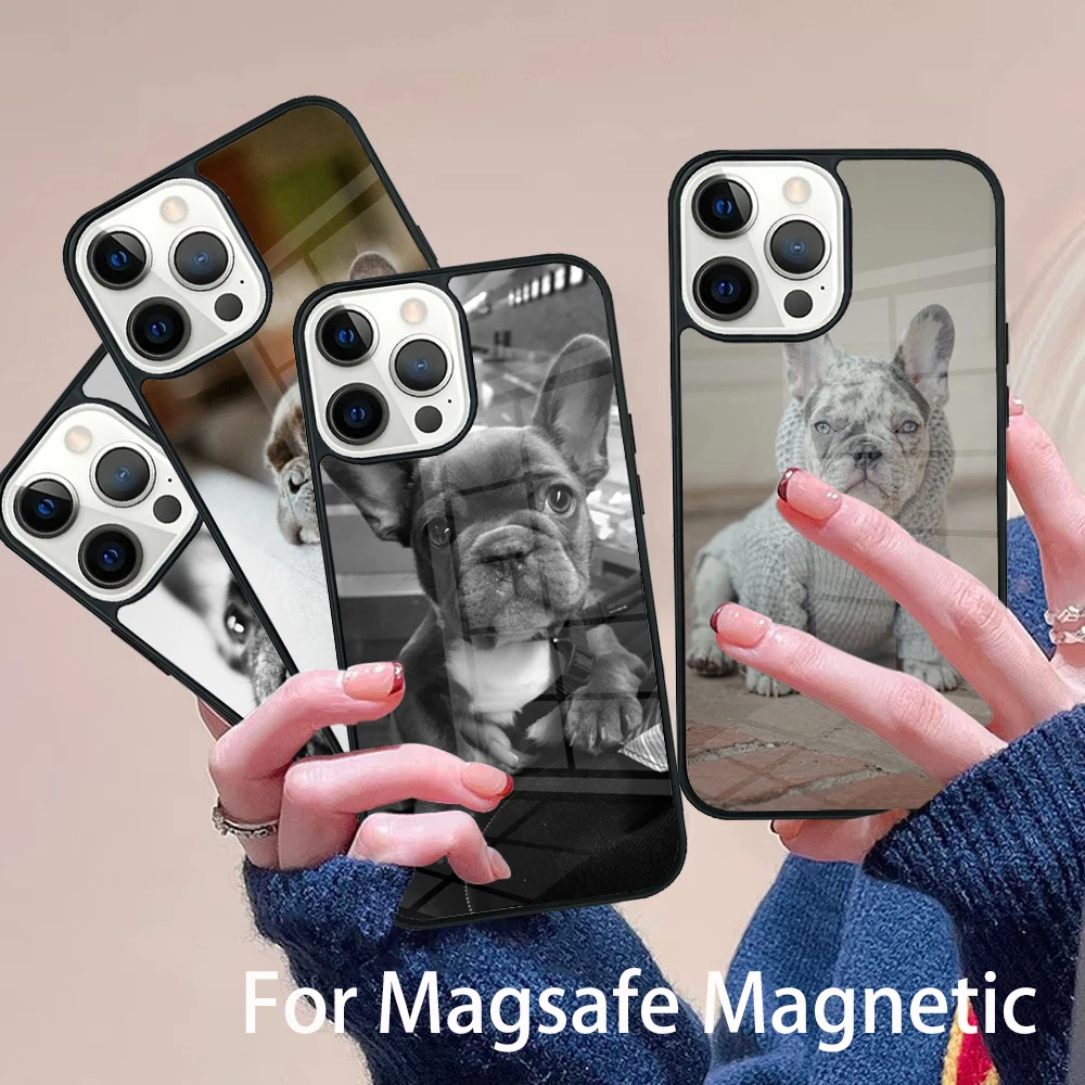 

FRENCH BULLDOG DOG Phone Case Magesafe Magnetic Wireless Charge Cover For IPhone 16 11 12 13 14 15 Pro Max Plus Mini