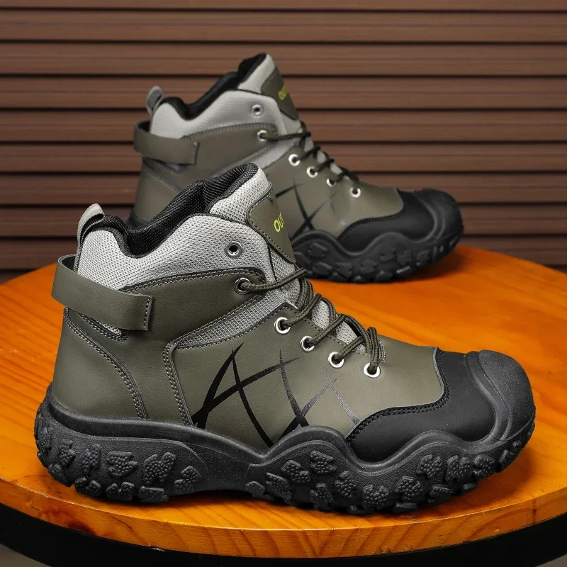 Invierno nuevo montañismo casual de talla grande botas de trabajo para hombres al aire libre versátil alta superior impermeable y antideslizante zapatos deportivos