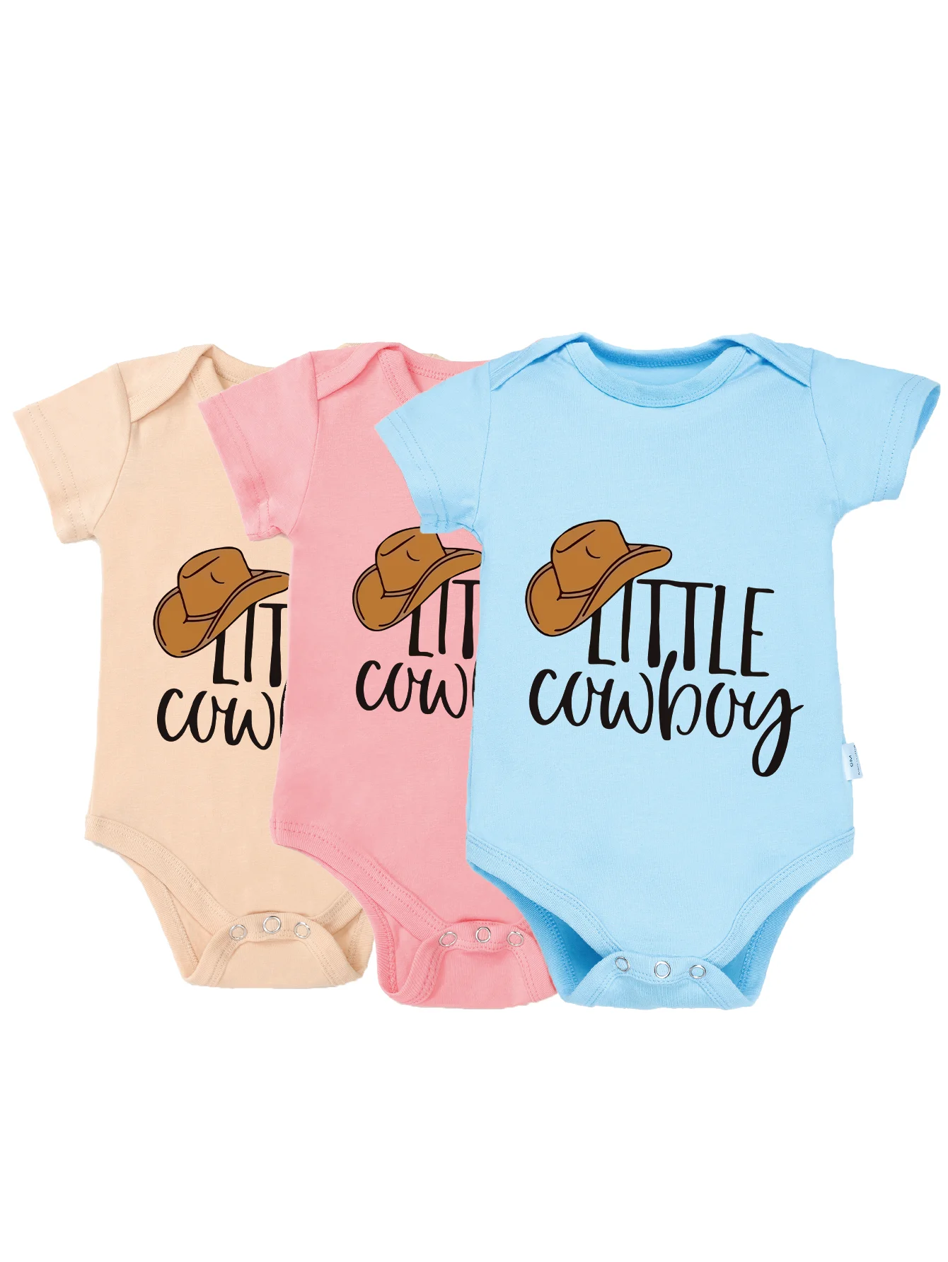 Newborn Short Sleeve Toddler Bodysuit Infant Jumpsuit Fashion Little Cowboy Letter Printing Rompers Baby Boy Girl 0-24M