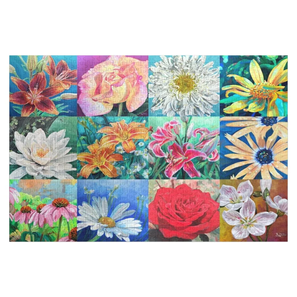 

Flower Painting Montage (acrylic paint) Jigsaw Puzzle Personalized Gift Ideas Adult Wooden Baby Toy Wood Animals Puzzle