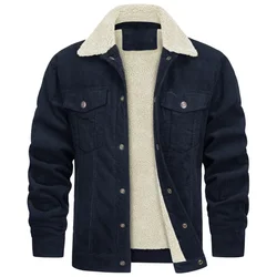 New Winter Men Fleece Corduroy Jackets Warm Parkas Coats Male Outwear Casual Winter Coats Good Quality Men Casual Jackets Size 5