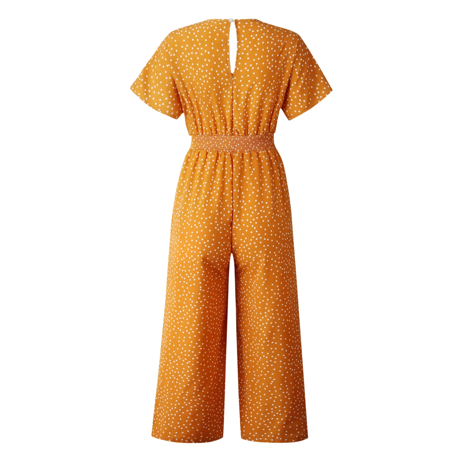 2023 Populaire Zomermode Casual Jumpsuit Met Elastische Taille En V-Hals Jumpsuit Voor Dames