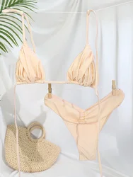 Qualität Biquinis 2024 Beach wear sexy Bikinis Frauen elegante Badeanzug weibliche Badeanzüge beige Bade bekleidung High Cut Bikini-Sets