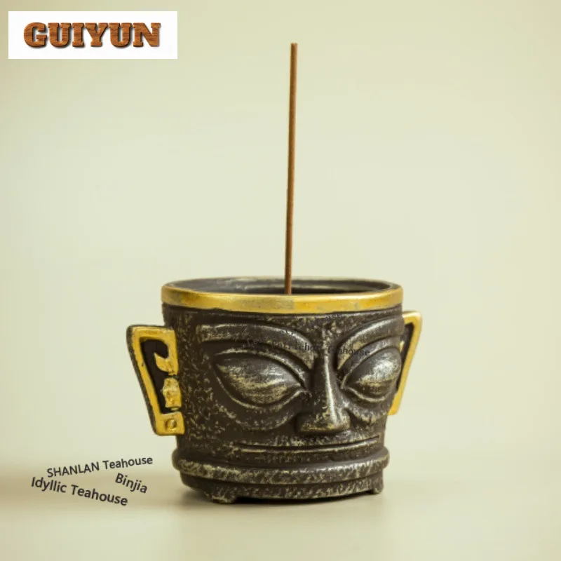 

Маска Sanxingdui, держатель для благовоний, водопад, курильники, держатель для благовоний от комаров, курильница для ароматерапии, чайная посуда, ремесло