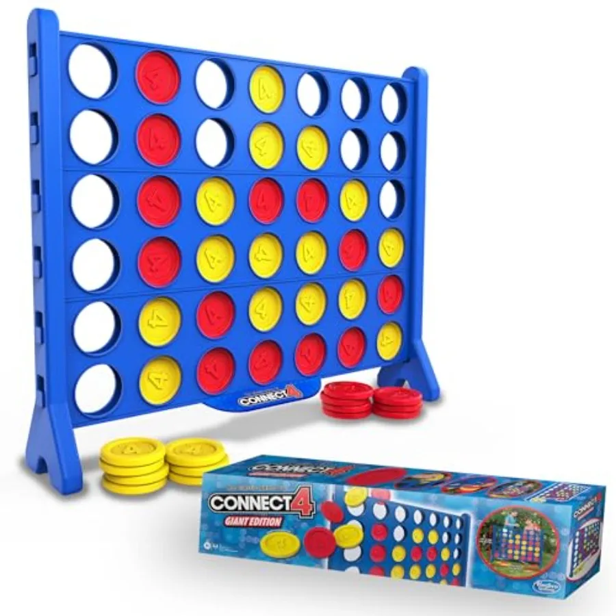 

Giant Connect 4: Оригинальная игра Hasbro Connect4, суперразмерная 46,5-дюймовая всепогодная официальная настольная игра «четыре в ряд» в помещении или Ou