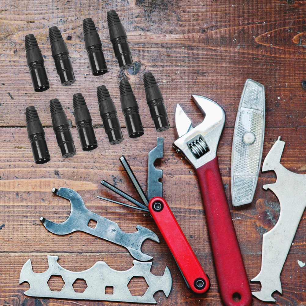 5Pairs Audio Microphone Cable Connector Mini 3Pin XLR Mike Wire Connect Plugs Black Replacement  for Audio Equipment