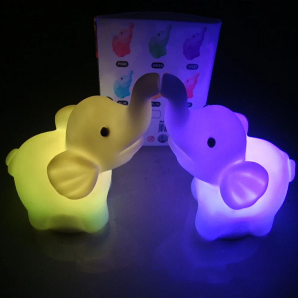 Colorful Elephant Silicone LED Night Light Children Cute Night Lamp Bedroom Light Decoracion  Lampara De Noche Ddormitorio