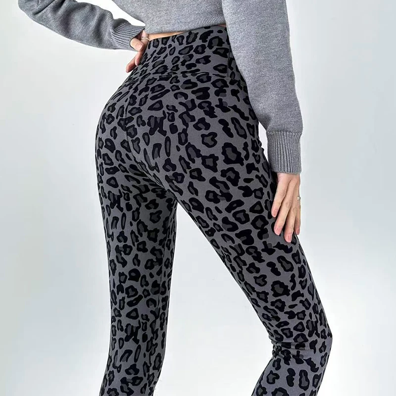 Fashion Leopard Print Shark Pants Women Spring Autumn Slim High Waist Ankle Length Woman Sporty High Stretch Leggins Mujer
