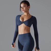 Yoga Long Sleeve Slim Sexy Breathable Quick Drying Sport Brassiere Gym Push Up Shockproof High Intensity Pilates Clothes Women - Image 2