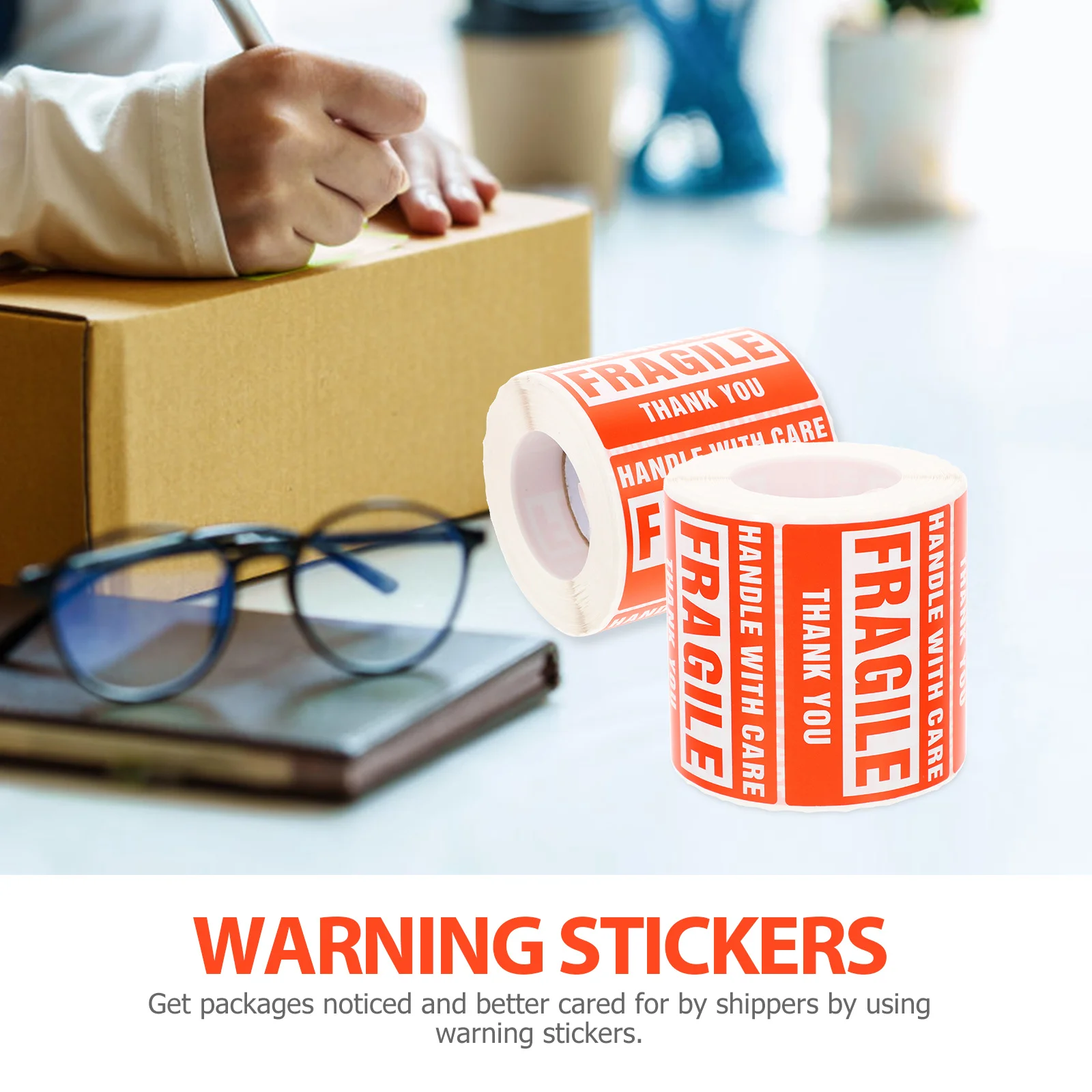 

1 Roll Self-Adhesive Fragile Warning Stickers For Shipping Packing Labels Handle With Care Notation Durable Stickers For Boxes