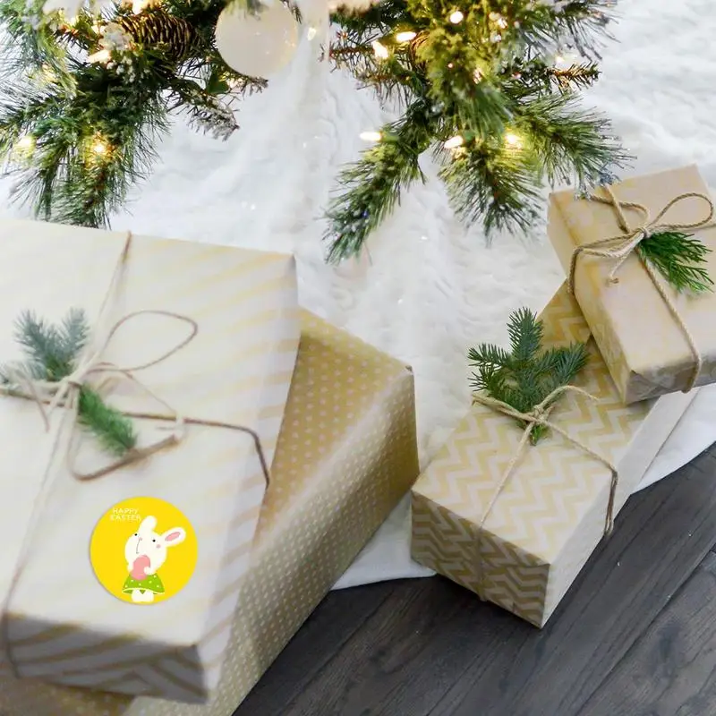 Easter Decals Round Stickers Adhesive Label Party Supplies Bright Holiday Cartoon Decals For Scrapbook Envelopes Letters