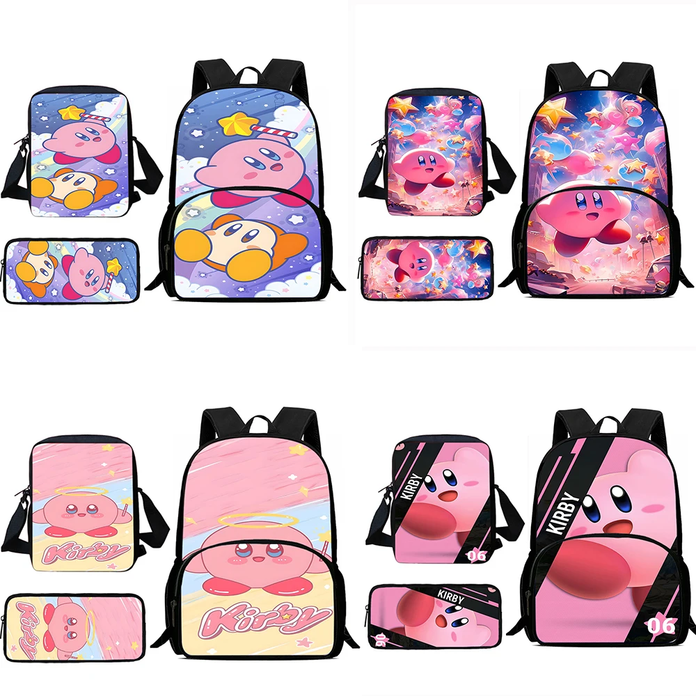 Child Backpacks Cute Pink For Kirbys Shoulder Bag Pencil Case Pupil Large Capacity School Bags for Boys Girls Best Gift