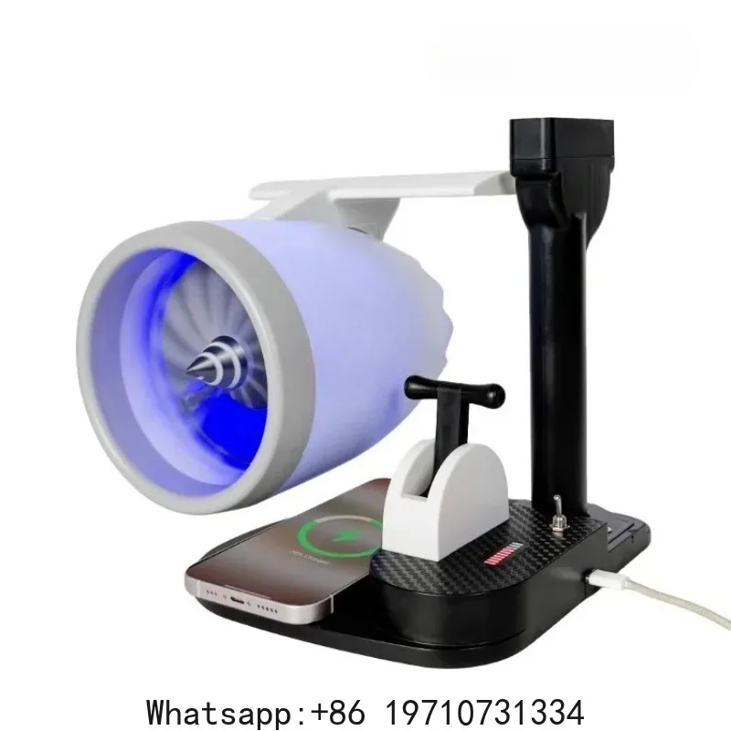 USB  Aircraft Engine Creative Desktop Small Electric Fan Can Be Wirelessly Charged