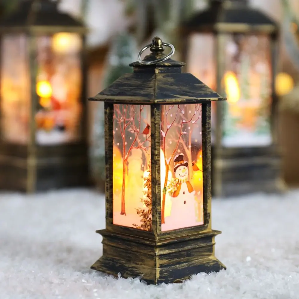 Lanterne Lumineuse Rétro Portable et Étanche, Père Noël, Bonhomme de Neige, Décorations Durables pour la Maison, Nouvel An