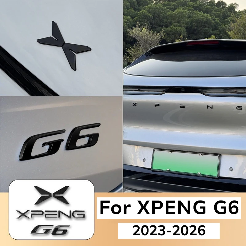 For Xpeng G6 Gloss Black Emblem Badge Front Rear Logo Blackout Modification Car Exterior Accessories