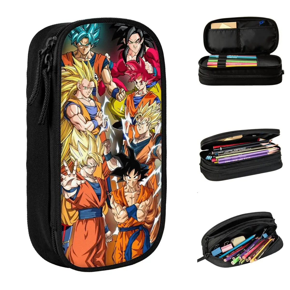 Estuches de lápices de Anime japonés Dragon Ball Z, preciosos bolsos para bolígrafos, almacenamiento grande para niños, regalos de oficina, caja de lápices