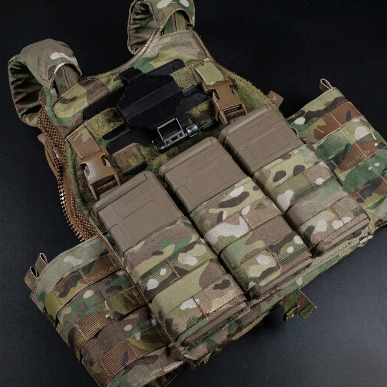 Wosport FAST 7.62 Triple Mag Pouch Long Front Panel Cordura Hard Insert 2.5 Inch Quick Release Buckle for Airsoft Tactical Vest