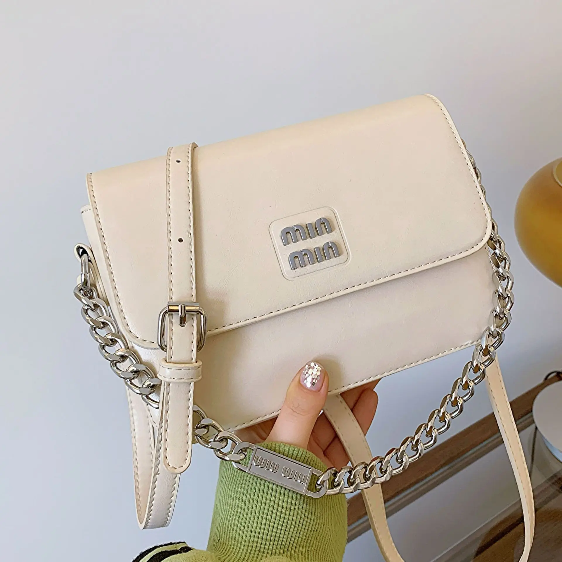 

‌2025 Vintage Chain Underarm Bag Women Genuine Leather Multi-Way Carry Mini Square Crossbody Handheld Quiet Luxury Office Chic