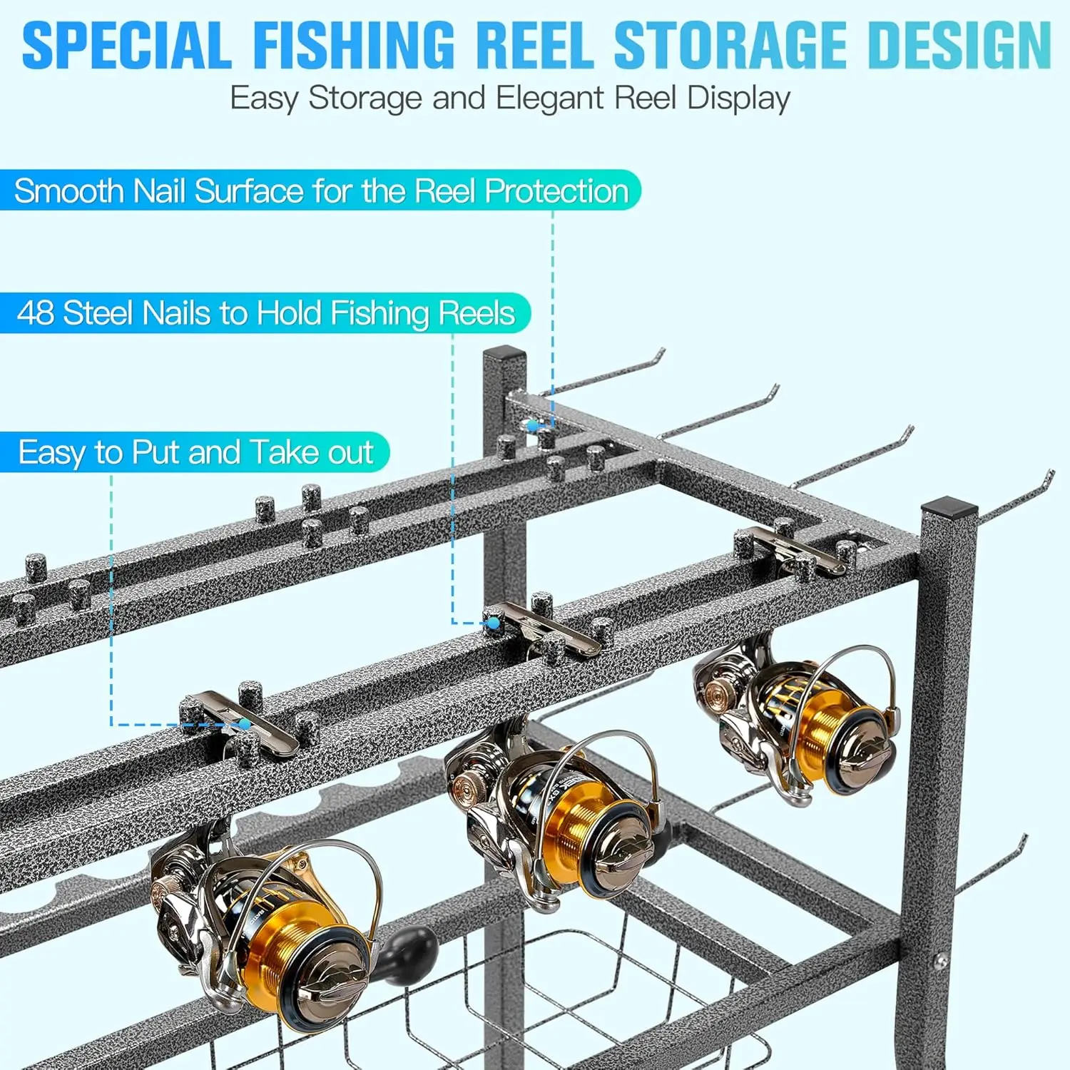 Pesca Rod Suportes para Garagem, Pod Pesca Rod Holder, Tackle Box, armazenamento de carretel, Premium