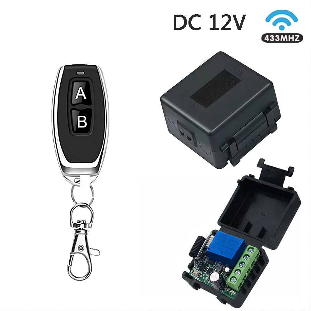 RF 433Mhz Remote Control Wireless Switch DC 12V 1CH 10A Relay Receiver and 2CH Transmitter For Door Electromagnetic Lock