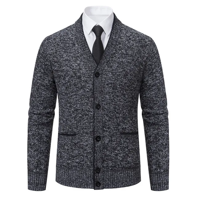 Męski sweter rozpinany z dzianiny, modny, nowy model na jesień i zimę 2025, czarny, koreański styl casual, kurtka, odzież męska.