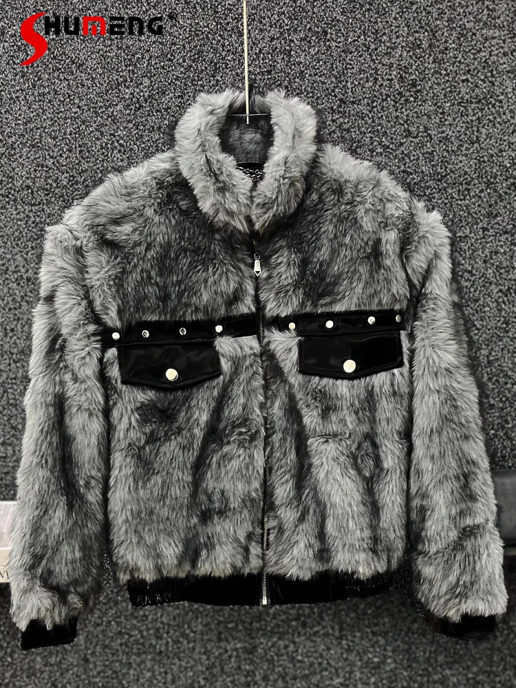 High-End-Nachahmung Nerz Pelz Kurze Jacken Männer 2025, Winter Neue Verdickte Warme Faux Pelz Integrierte Mäntel Mode Faux Pelz jacken