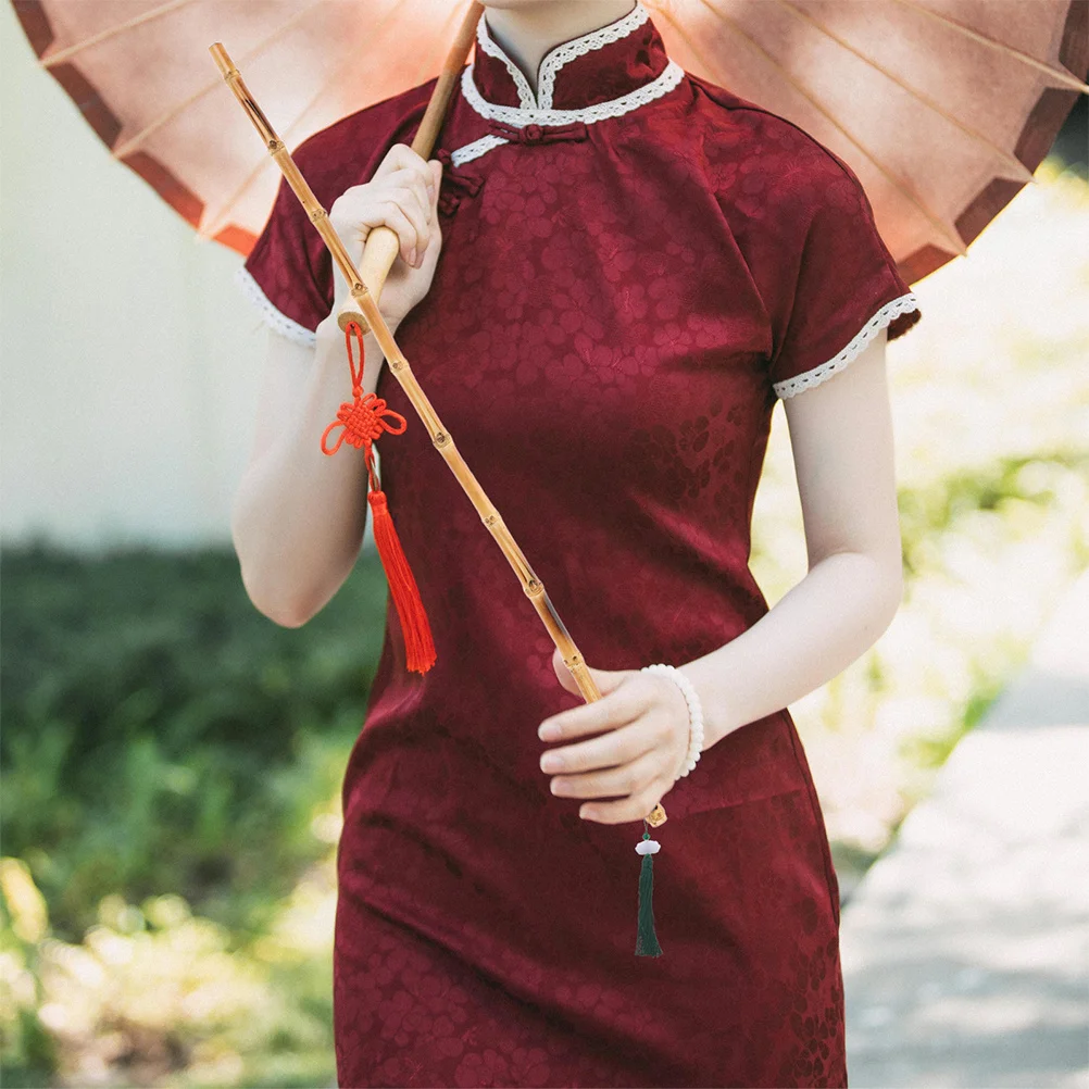 

2Pcs Yoga Decorative Stick with Tassel Bamboo Tai Chi Stick for Posture Training Chinese Craft Mobility Aid