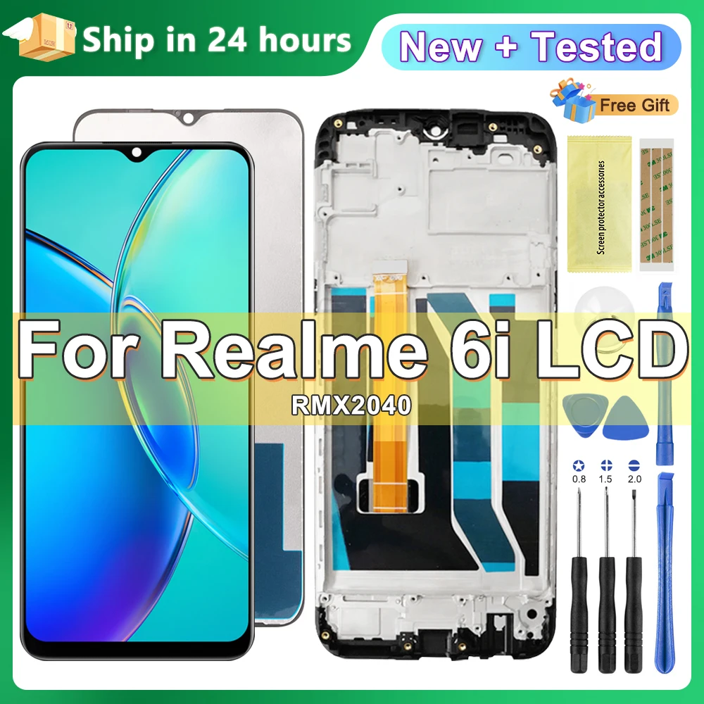 

6,5 "для Oppo Realme 6i ЖК-дисплей, сменный сенсорный экран, дигитайзер в сборе для Realme6i RMX2040, дисплей с рамкой