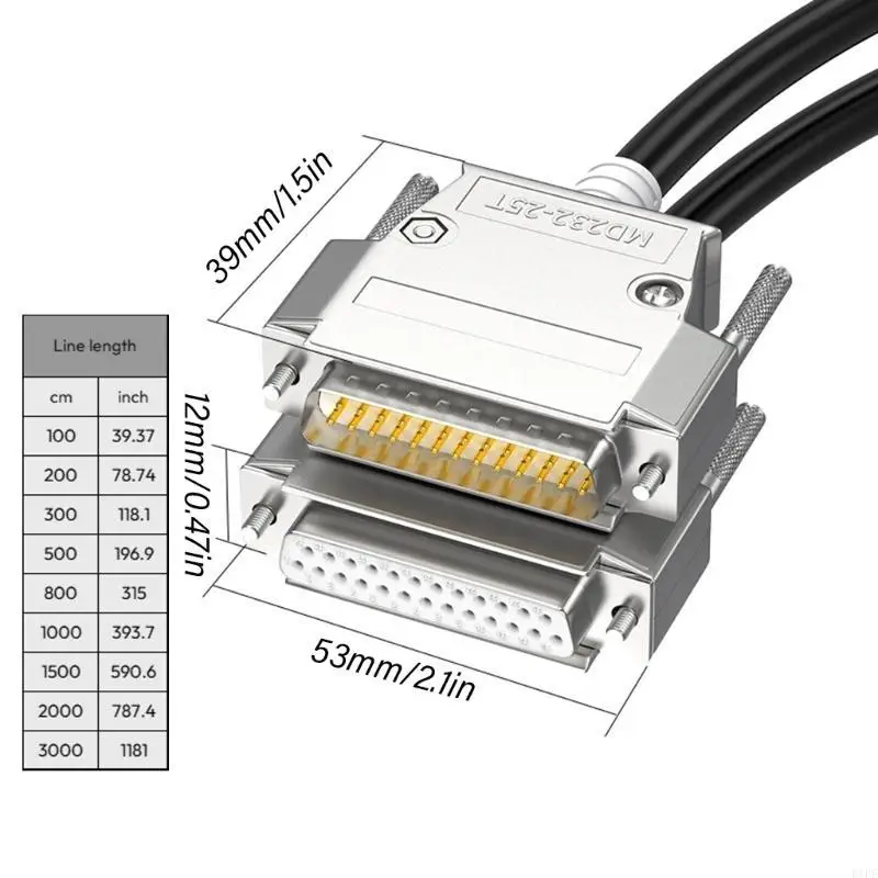 E1PF RS232 DB25 الذكور كبل اتصال الإناث 26AWG الأسلاك النحاسية